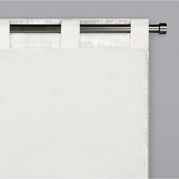 Olivia & Oliver Curtain Panel 63" Luster Velvet Ivory Rod Pocket Window Single - Picture 4 of 14